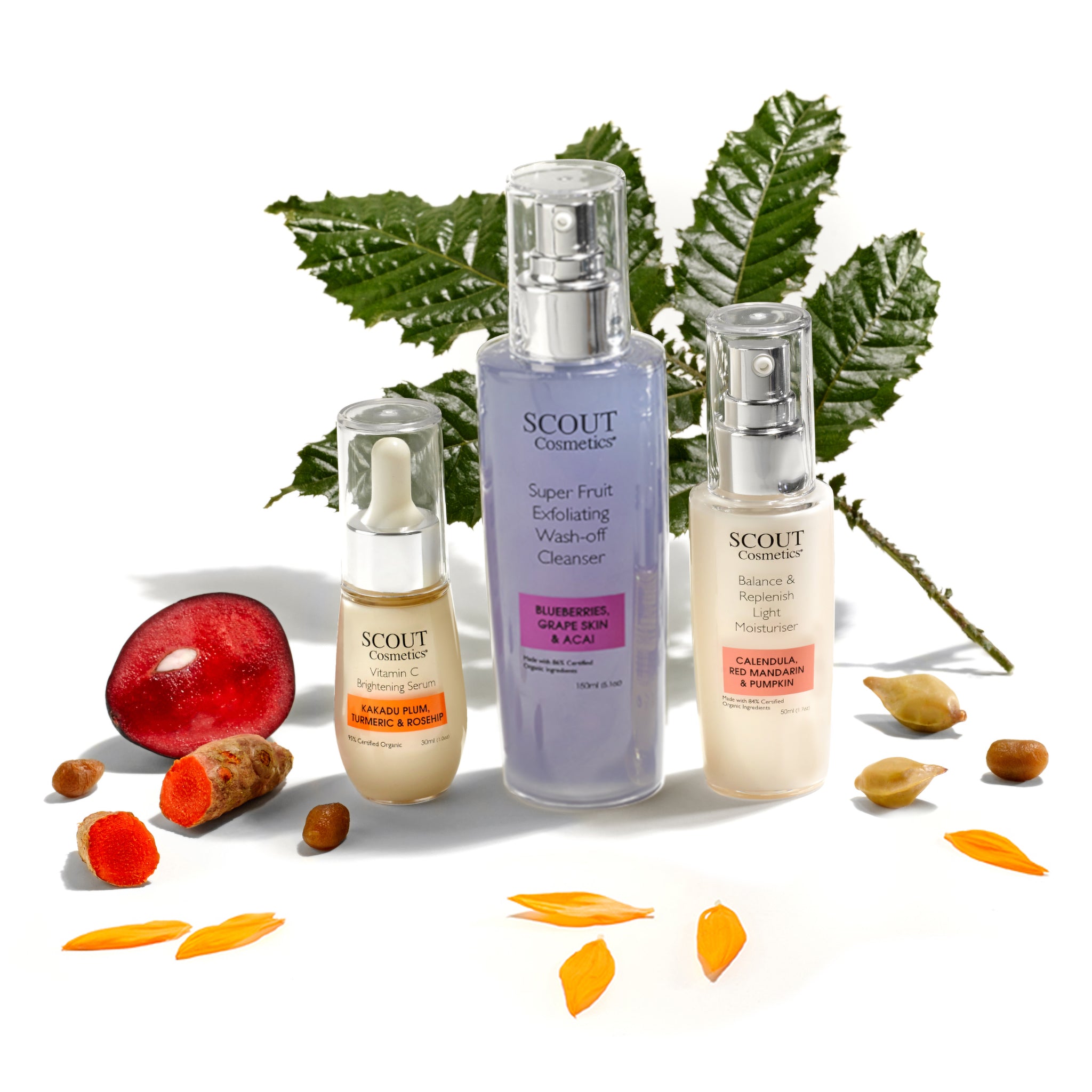 Skincare kit with Vitamin C Serum, Moisturiser & Cleanser SCOUT Organic Active Beauty