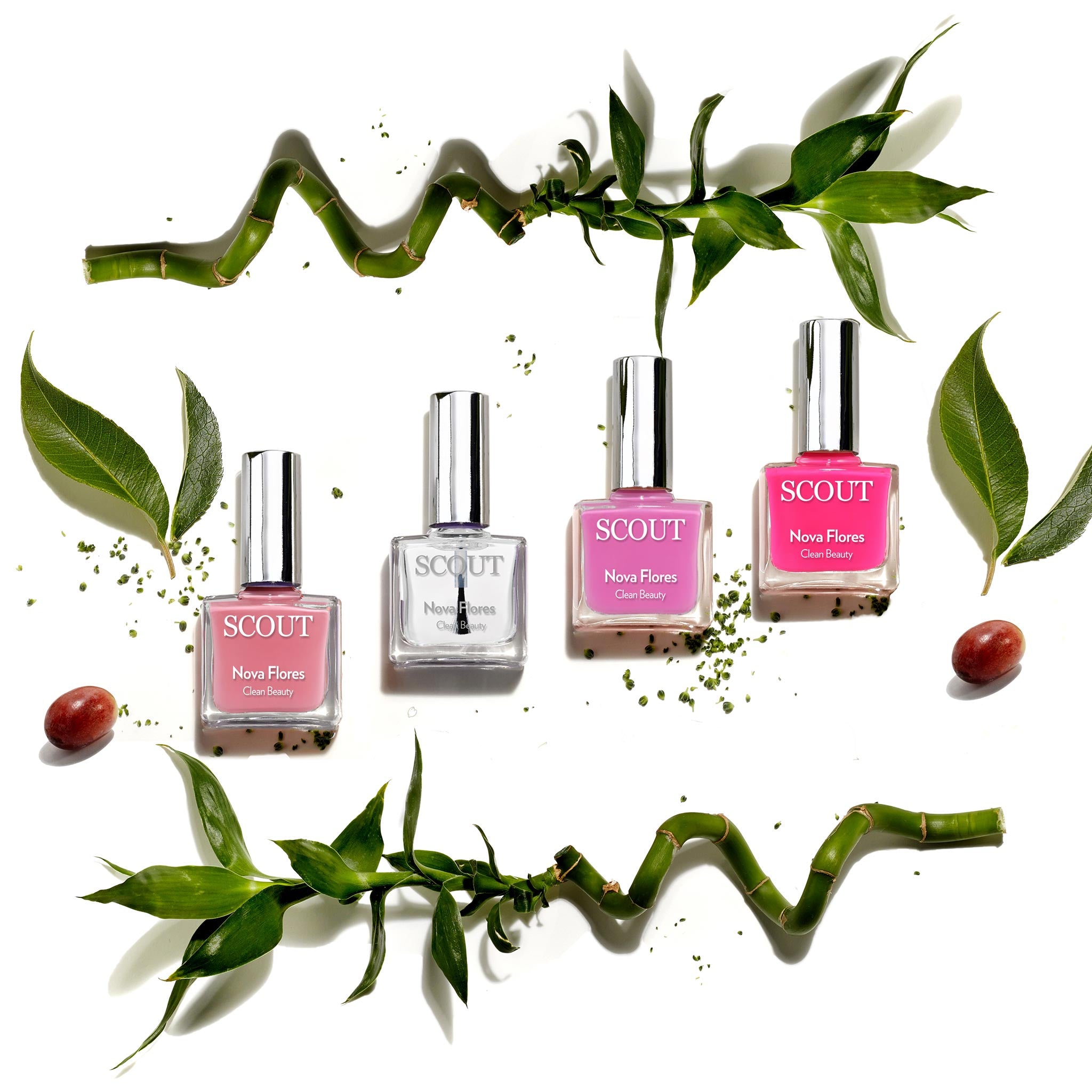 breathable nail polish kit with three pink shades and clear base & top coat