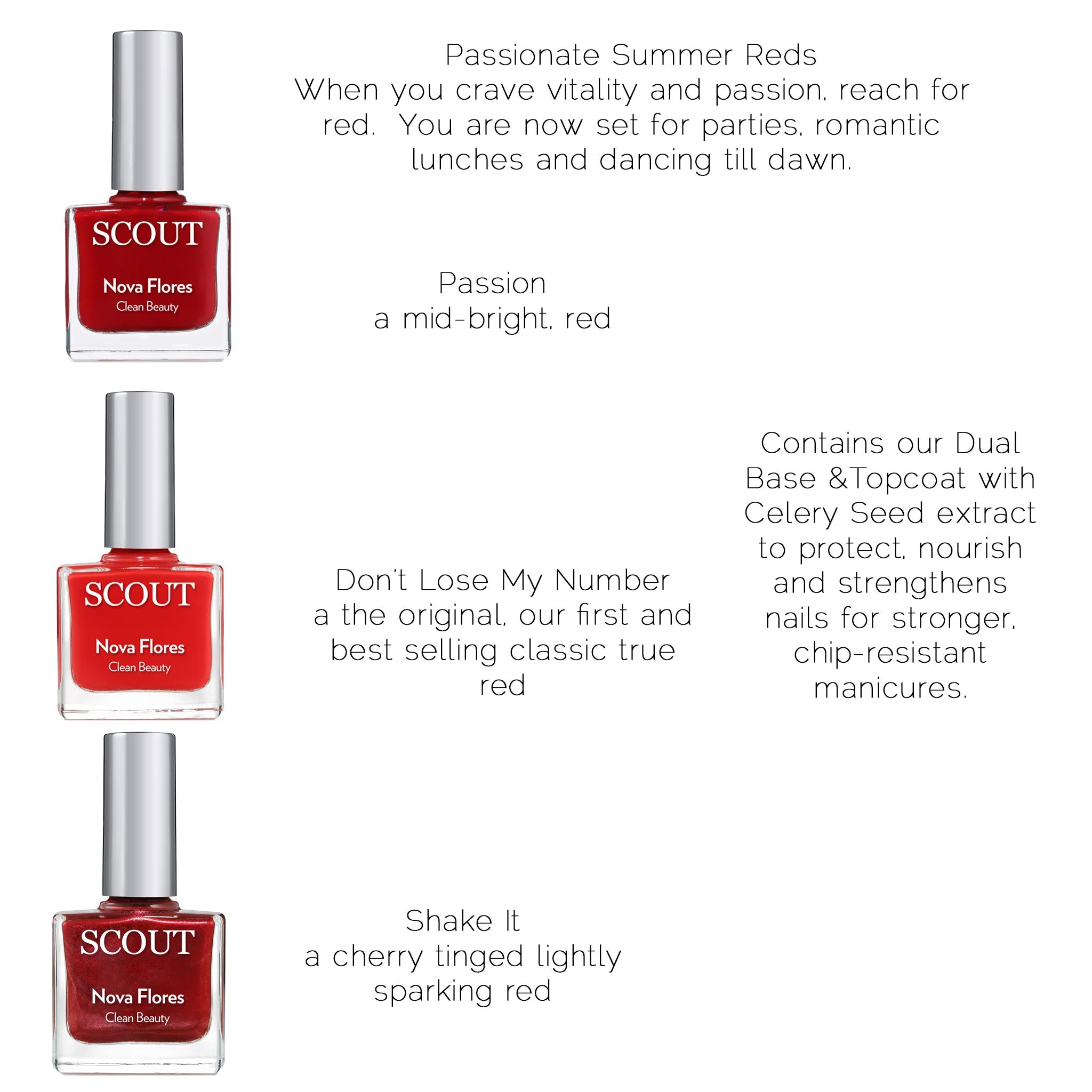 breathable nail polish kit with three shades and clear base & top coat