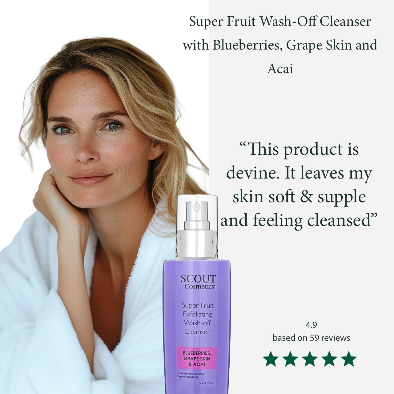 Super Fruit Wash-Off Cleanser with Blueberries, Grape Skin and Acai