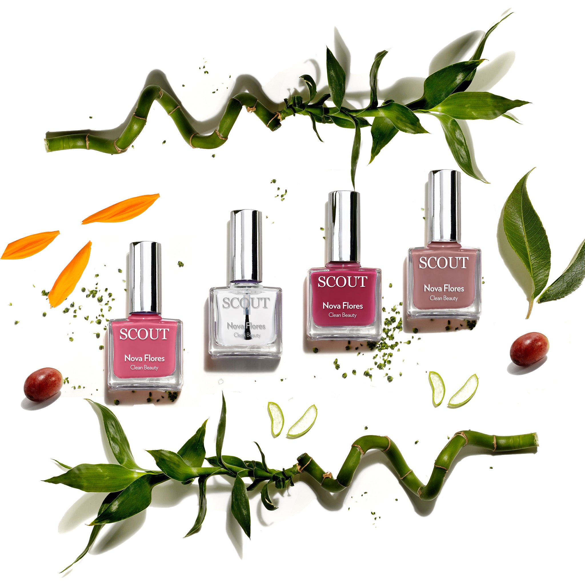 breathable nail polish kit with three shades and clear base & top coat